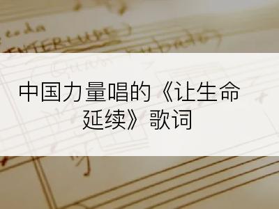 中国力量唱的《让生命延续》歌词
