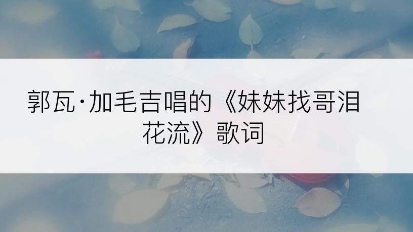 郭瓦·加毛吉唱的《妹妹找哥泪花流》歌词