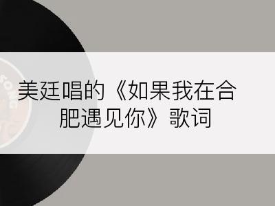 美廷唱的《如果我在合肥遇见你》歌词