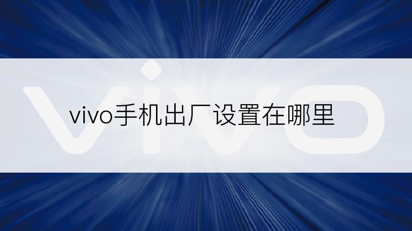 vivo手机出厂设置在哪里