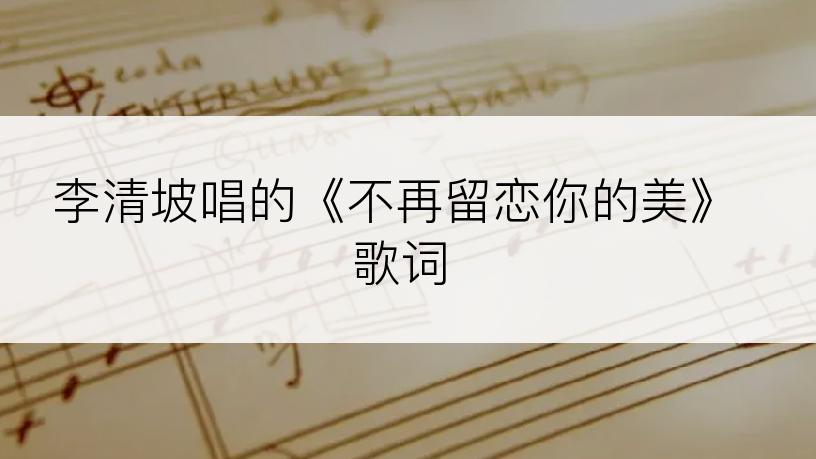 李清坡唱的《不再留恋你的美》歌词