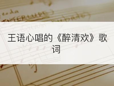 王语心唱的《醉清欢》歌词