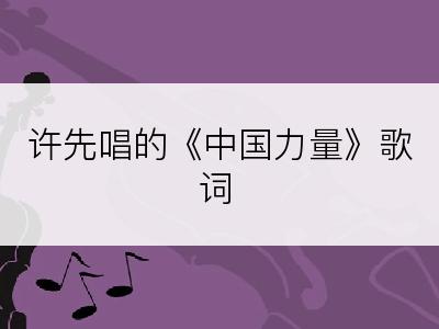 许先唱的《中国力量》歌词