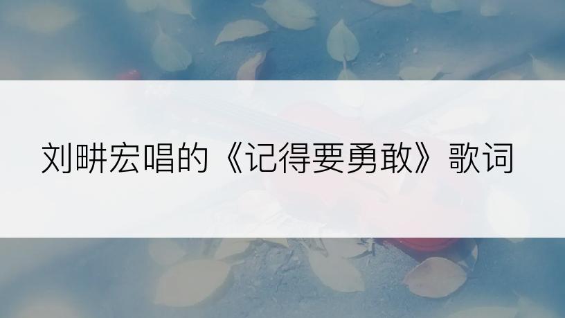 刘畊宏唱的《记得要勇敢》歌词