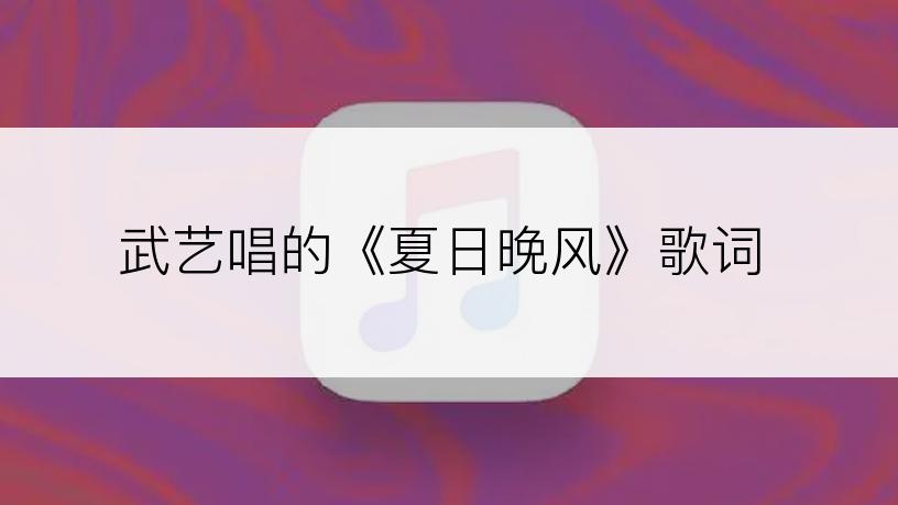 武艺唱的《夏日晚风》歌词