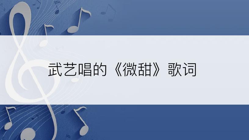 武艺唱的《微甜》歌词