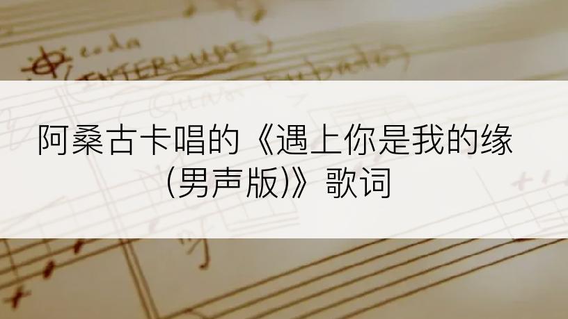 阿桑古卡唱的《遇上你是我的缘(男声版)》歌词