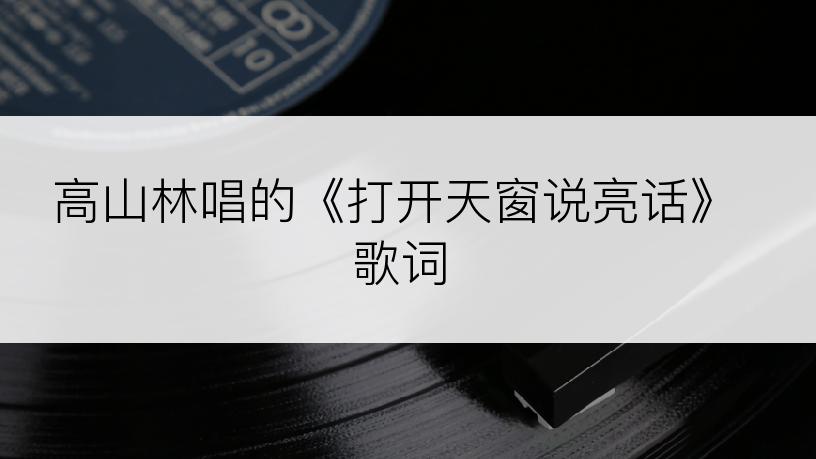 高山林唱的《打开天窗说亮话》歌词