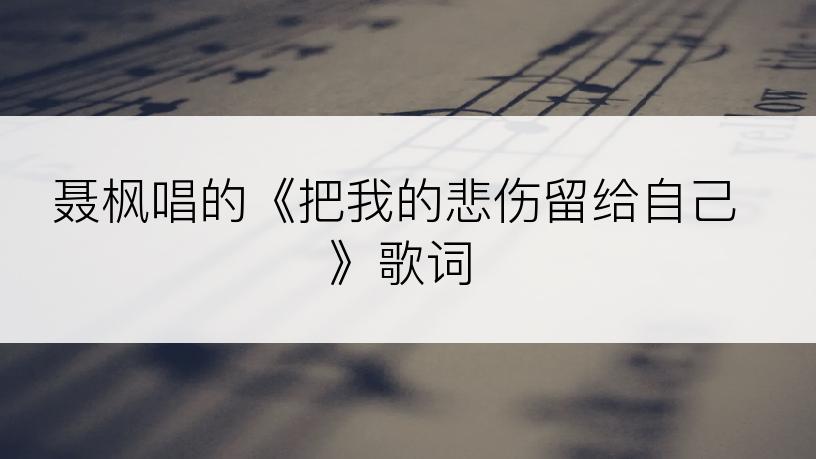 聂枫唱的《把我的悲伤留给自己》歌词