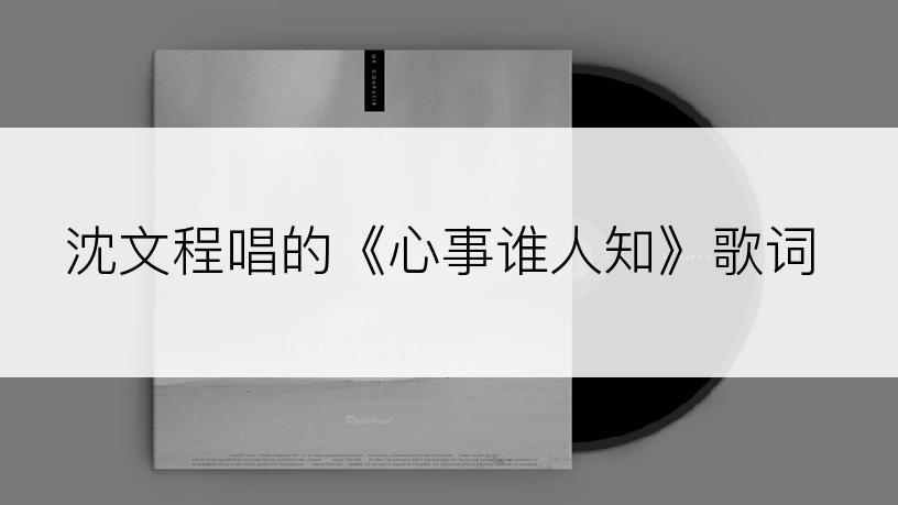 沈文程唱的《心事谁人知》歌词