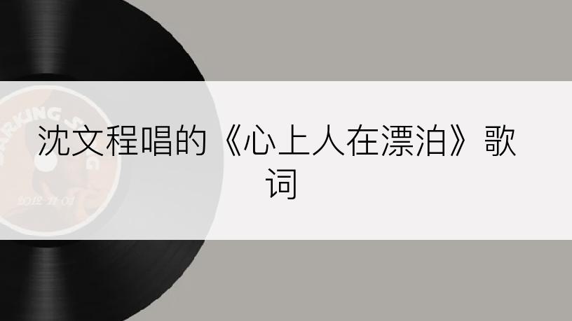 沈文程唱的《心上人在漂泊》歌词
