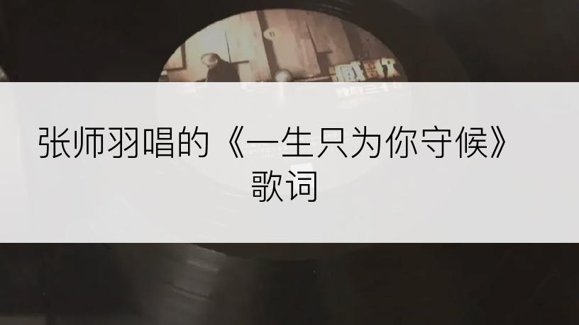 张师羽唱的《一生只为你守候》歌词