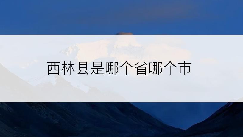 西林县是哪个省哪个市