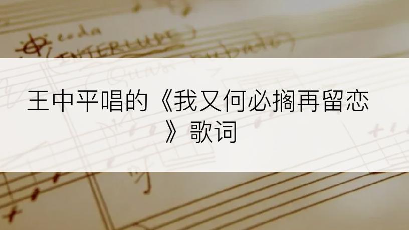 王中平唱的《我又何必搁再留恋》歌词