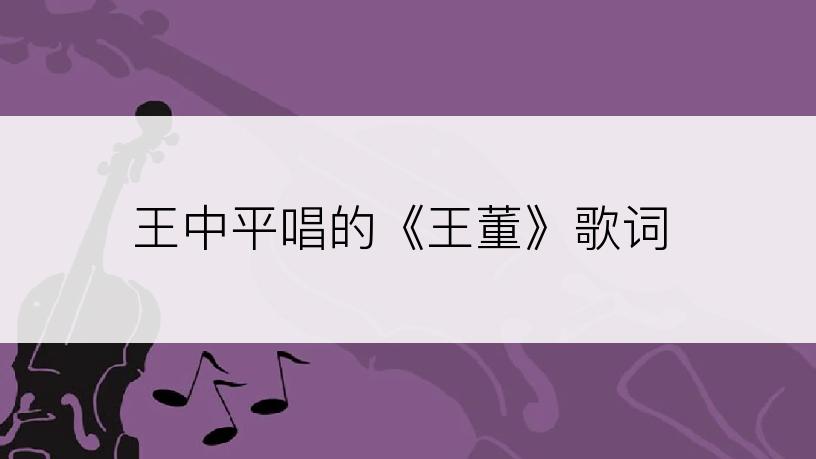 王中平唱的《王董》歌词