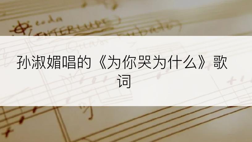 孙淑媚唱的《为你哭为什么》歌词