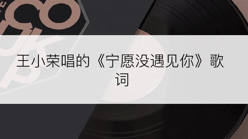 王小荣唱的《宁愿没遇见你》歌词