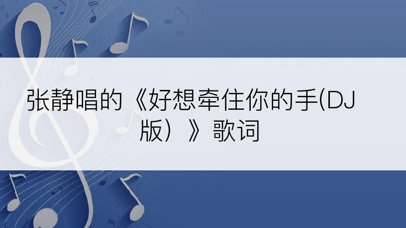 张静唱的《好想牵住你的手(DJ版）》歌词
