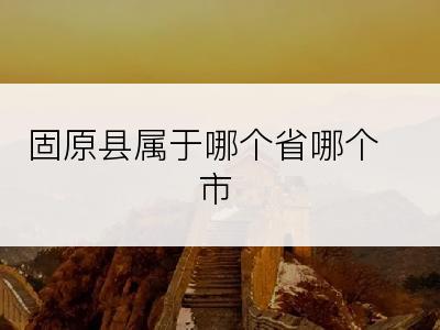 固原县属于哪个省哪个市