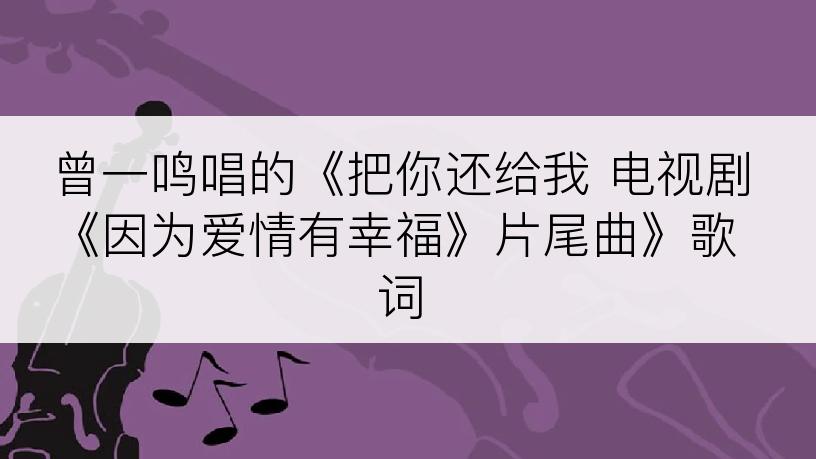 曾一鸣唱的《把你还给我 电视剧《因为爱情有幸福》片尾曲》歌词