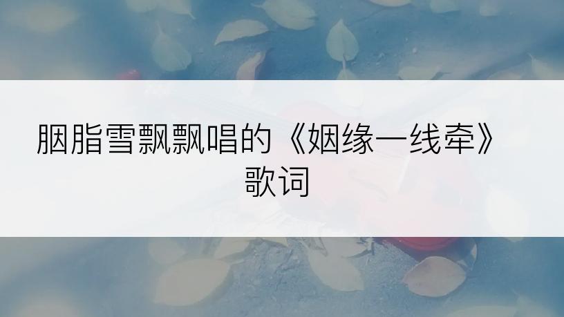 胭脂雪飘飘唱的《姻缘一线牵》歌词