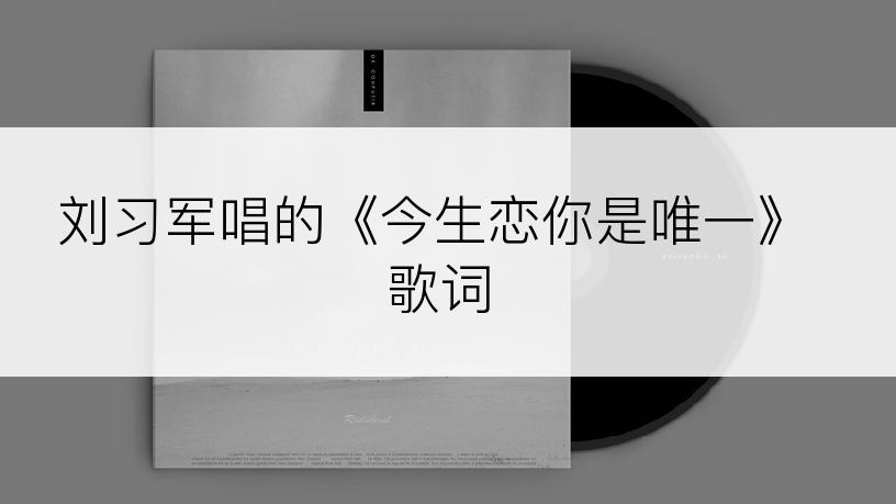 刘习军唱的《今生恋你是唯一》歌词