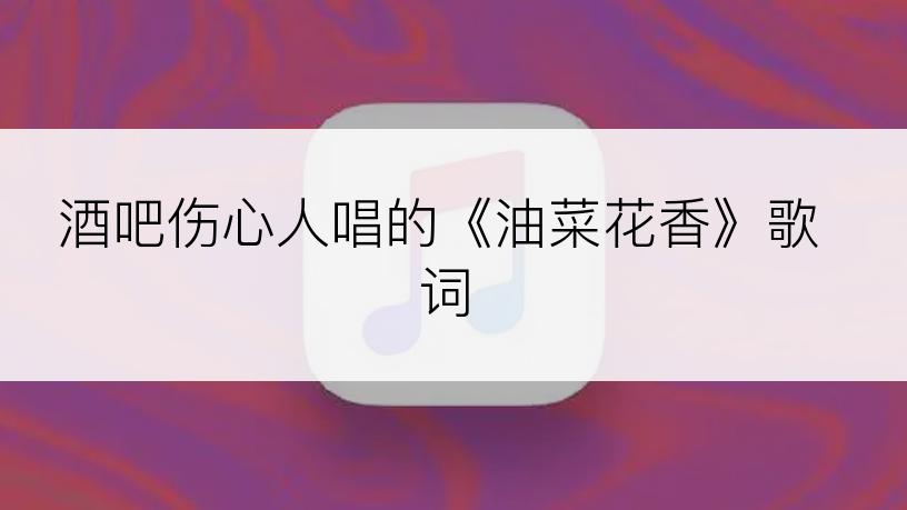 酒吧伤心人唱的《油菜花香》歌词