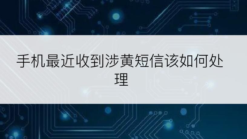 手机最近收到涉黄短信该如何处理