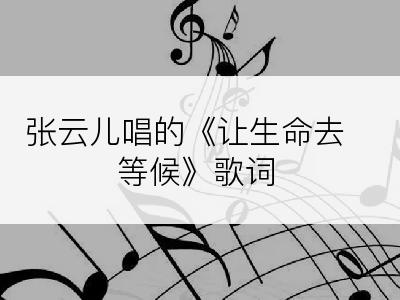 张云儿唱的《让生命去等候》歌词