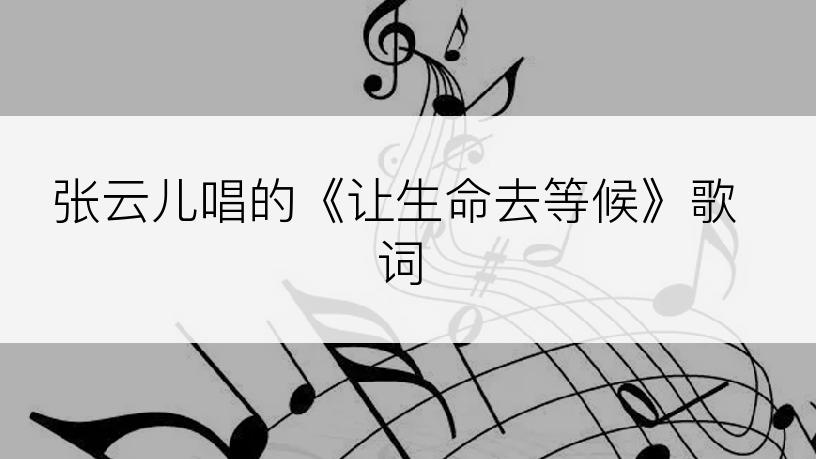 张云儿唱的《让生命去等候》歌词