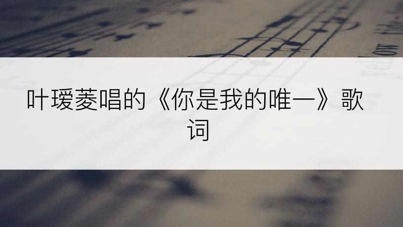 叶瑷菱唱的《你是我的唯一》歌词