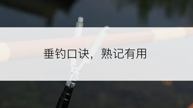 垂钓口诀，熟记有用