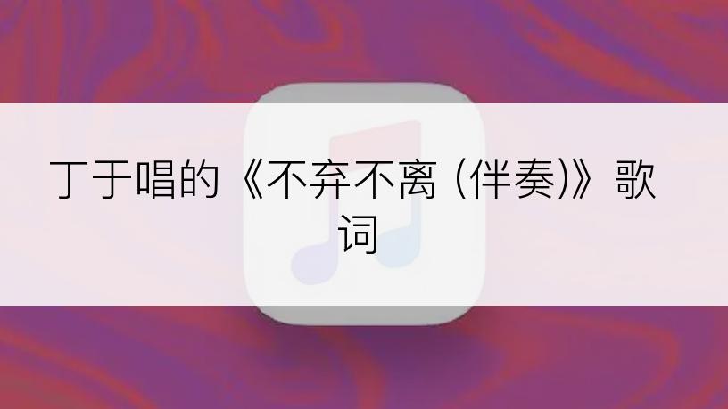 丁于唱的《不弃不离 (伴奏)》歌词