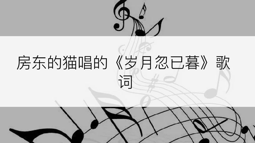 房东的猫唱的《岁月忽已暮》歌词