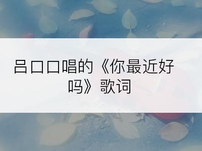吕口口唱的《你最近好吗》歌词