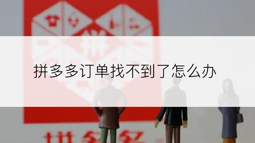拼多多订单找不到了怎么办