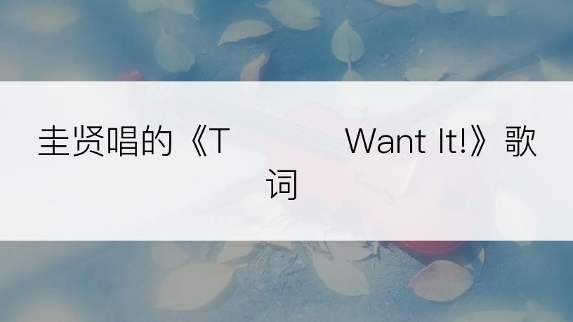 圭贤唱的《T플커플 Want It!》歌词