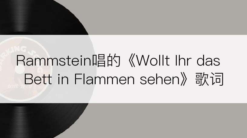 Rammstein唱的《Wollt Ihr das Bett in Flammen sehen》歌词