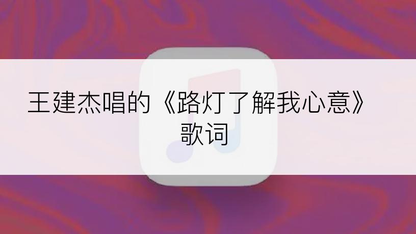 王建杰唱的《路灯了解我心意》歌词
