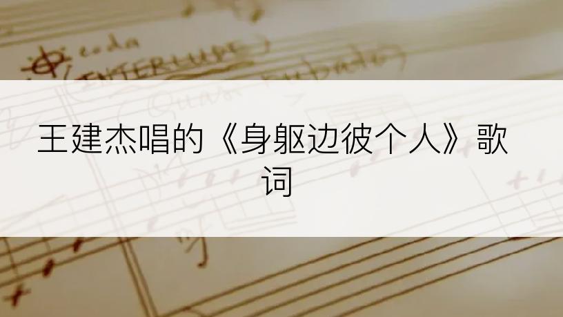王建杰唱的《身躯边彼个人》歌词