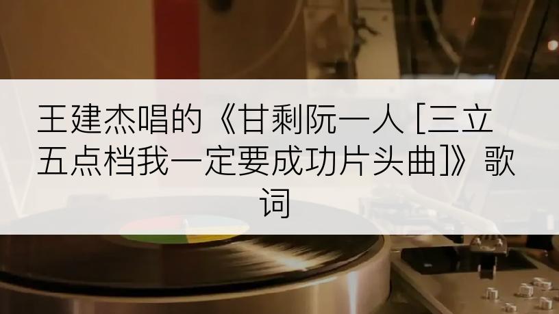 王建杰唱的《甘剩阮一人 [三立五点档我一定要成功片头曲]》歌词