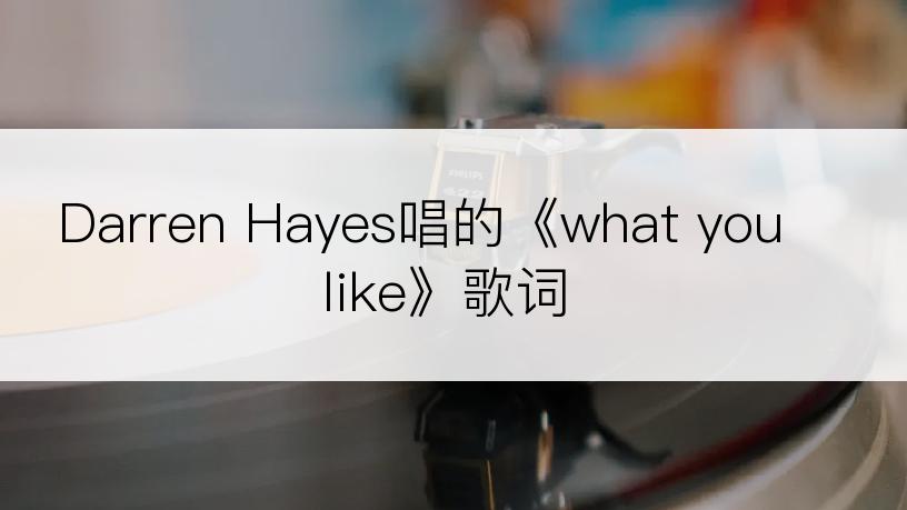 Darren Hayes唱的《what you like》歌词