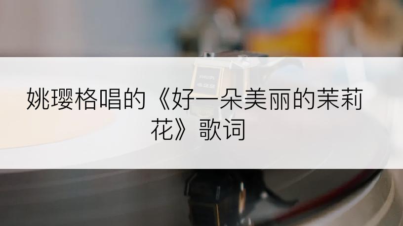 姚璎格唱的《好一朵美丽的茉莉花》歌词