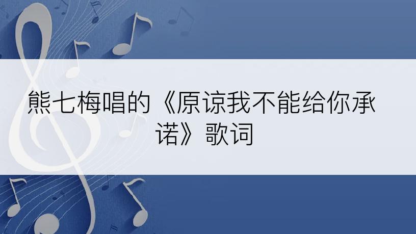 熊七梅唱的《原谅我不能给你承诺》歌词