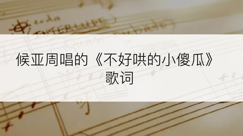 候亚周唱的《不好哄的小傻瓜》歌词