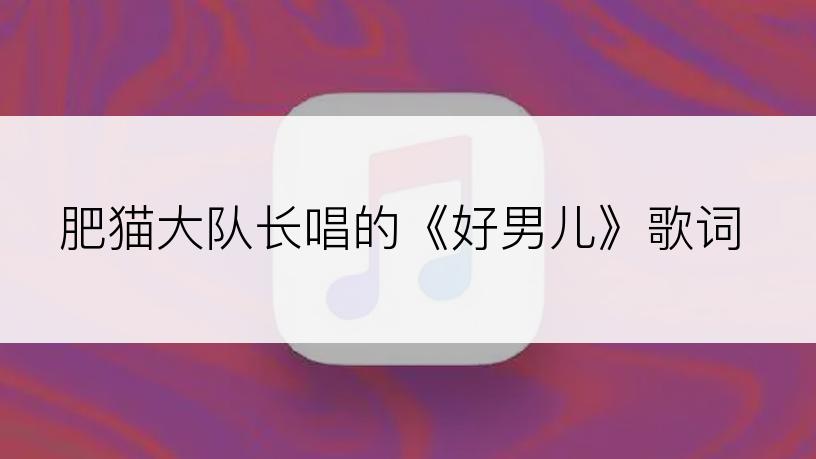 肥猫大队长唱的《好男儿》歌词