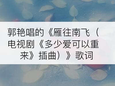 郭艳唱的《雁往南飞（电视剧《多少爱可以重来》插曲）》歌词