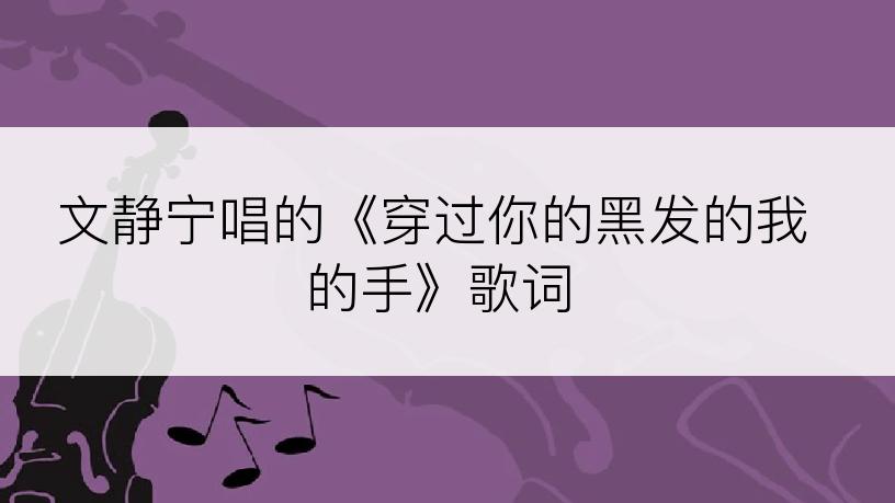 文静宁唱的《穿过你的黑发的我的手》歌词