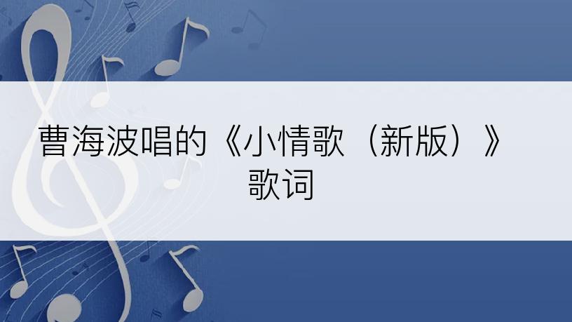 曹海波唱的《小情歌（新版）》歌词