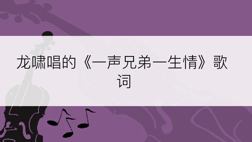 龙啸唱的《一声兄弟一生情》歌词